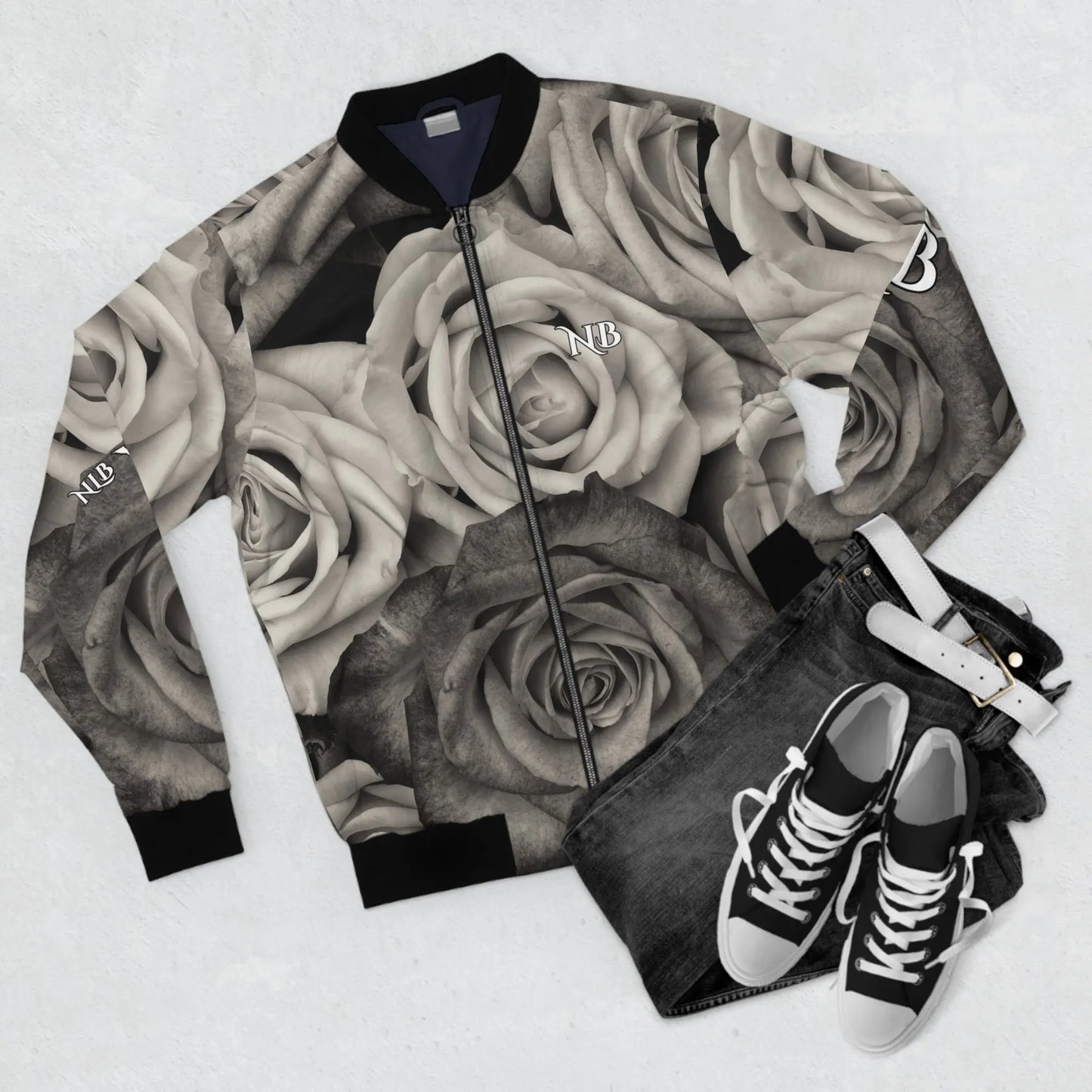 NLB VINTAGE "BLACKROSE" Men's Bomber Jacket (AOP) - Image #3