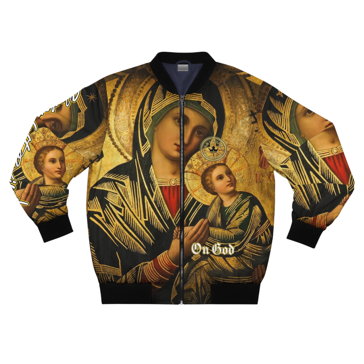 NLB VINTAGE "ON GOD" Men's Bomber Jacket (AOP) Printify