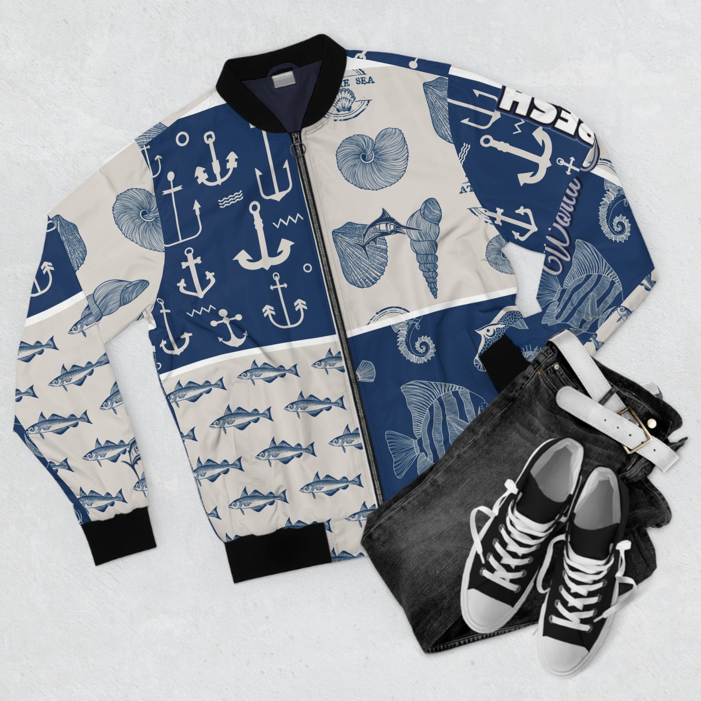 NLB VINTAGE "D&FWF" ×Swordfish× Men's Bomber Jacket (AOP) Printify