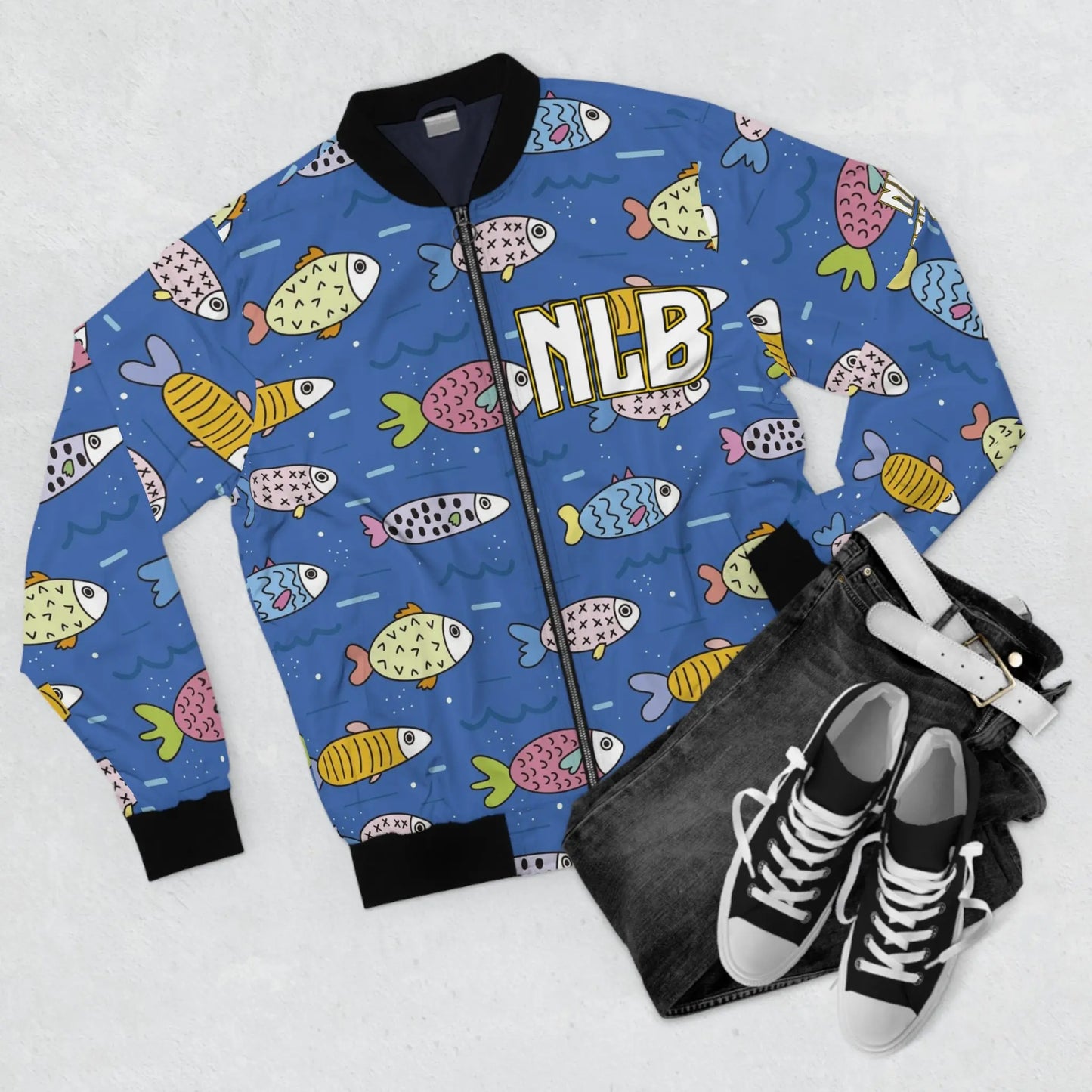 NLB VINTAGE "Gon'Fishin" Men's Bomber Jacket (AOP) - Image #3