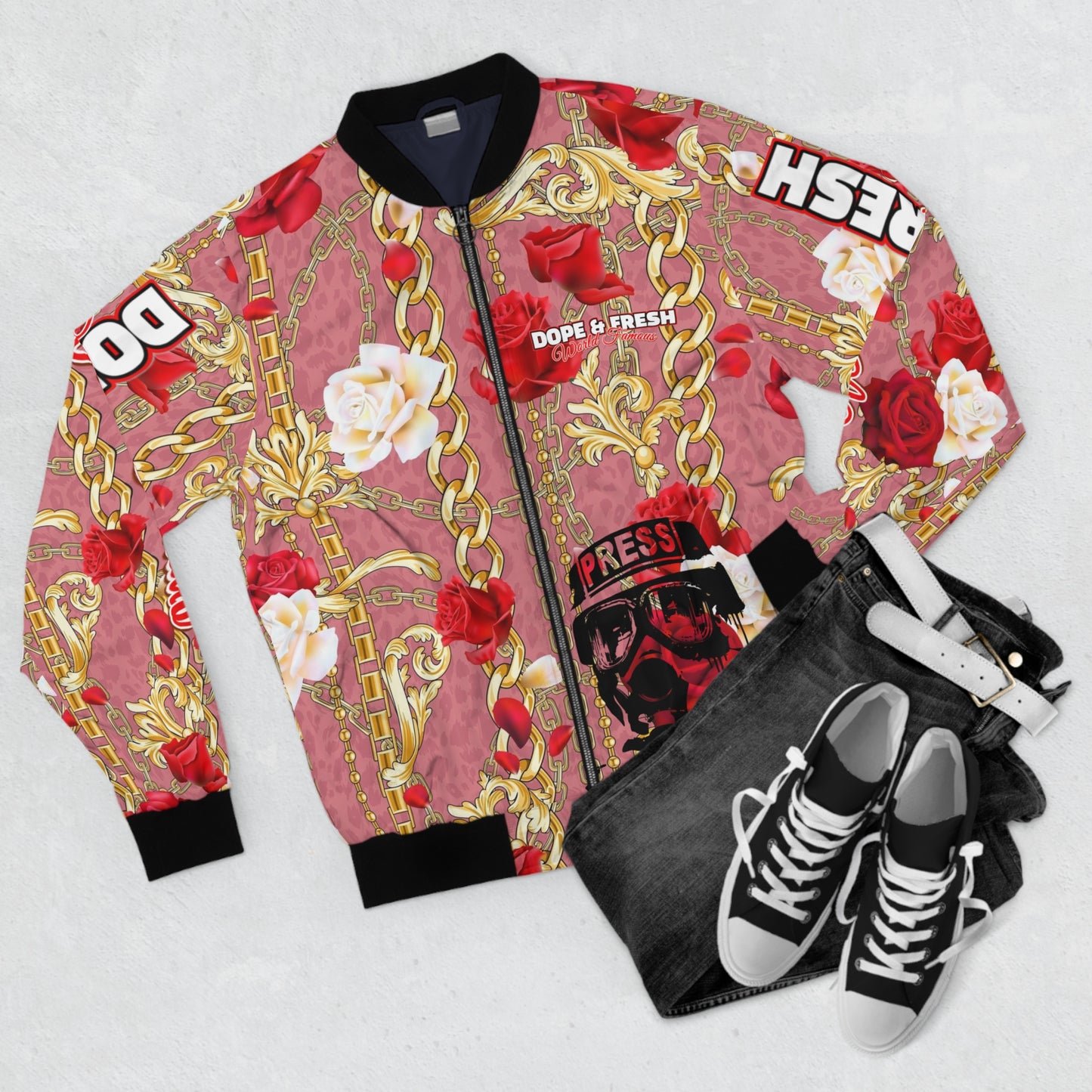 NLB VINTAGE "D&FWF" Men's Bomber Jacket (AOP) Printify