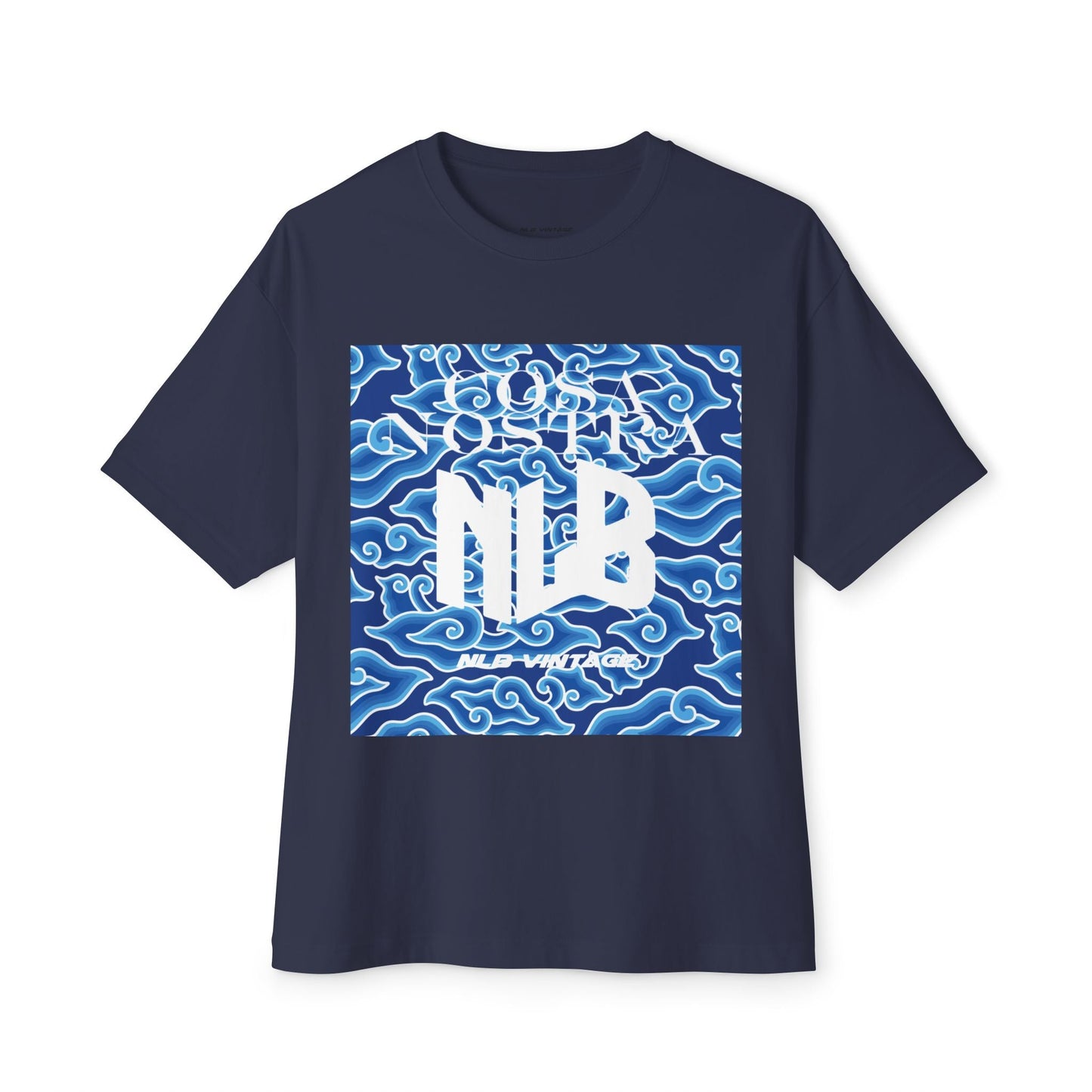 NLB Vintage Oversized Tee - Unisex Boxy T-Shirt with Eye and Wave Design Printify