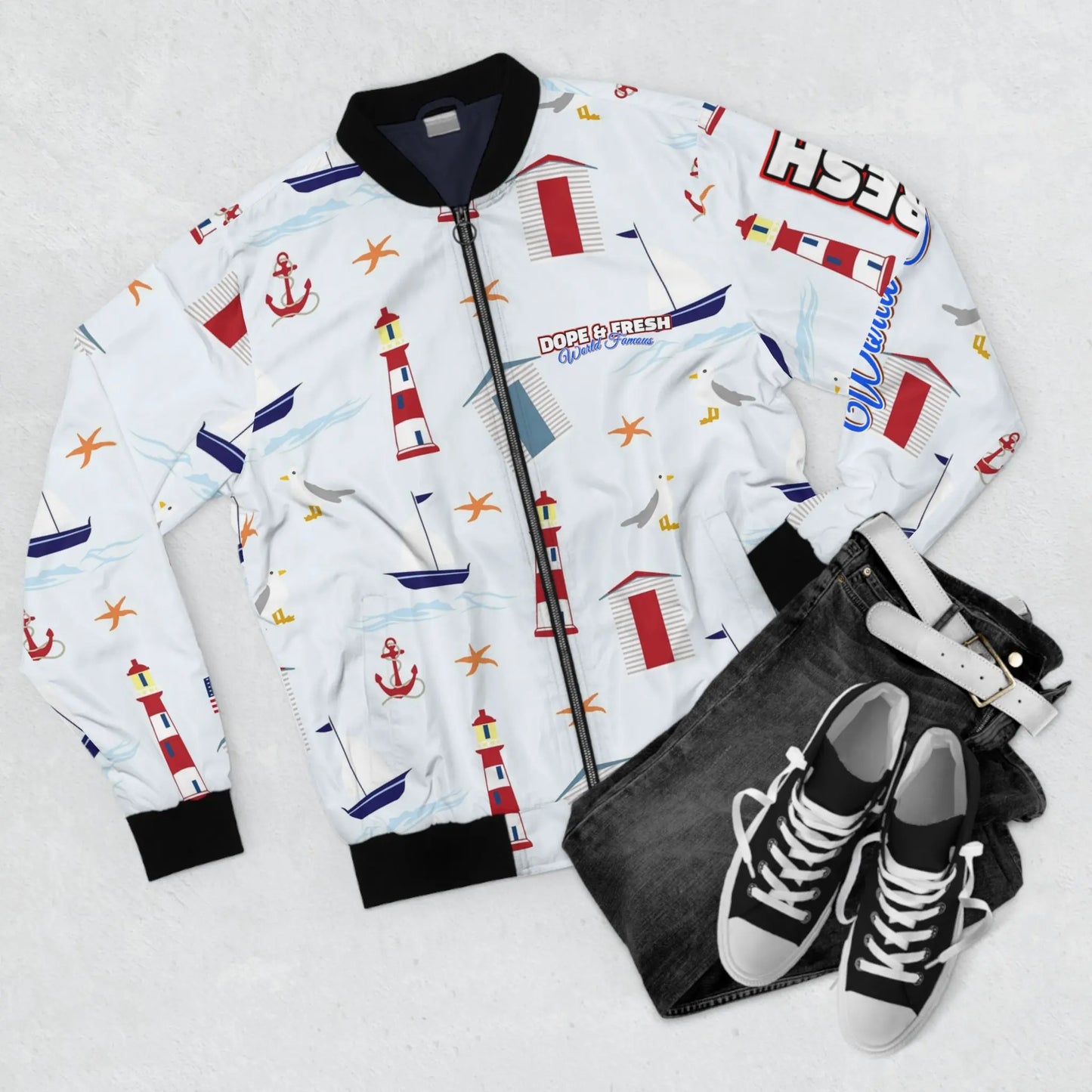 NLB VINTAGE "D&FWF" Men's Bomber Jacket (AOP) - Image #3