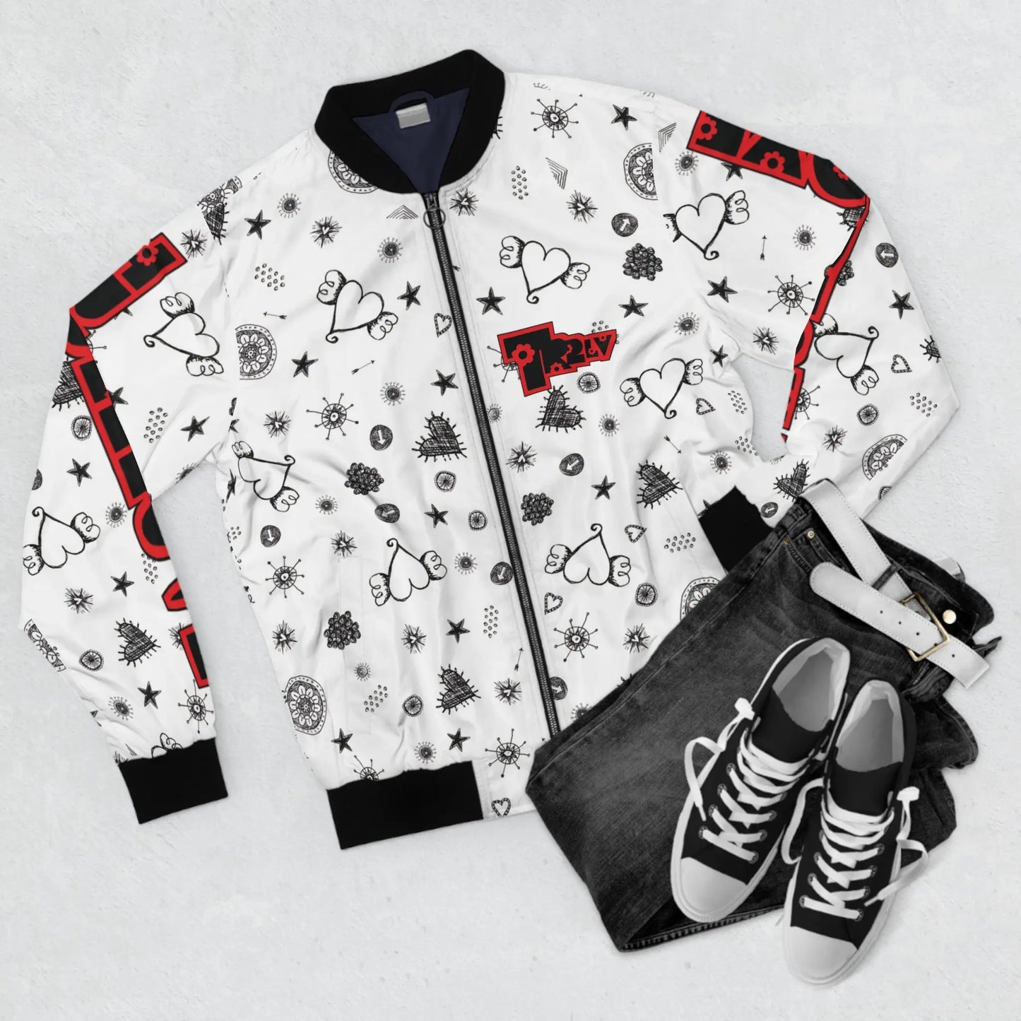 NLB VINTAGE "TRUE2" ×LOVE× Men's Bomber Jacket (AOP) Printify