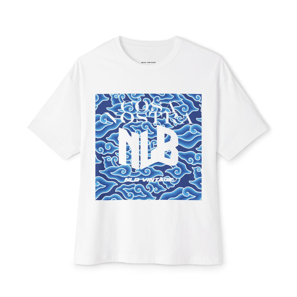 NLB Vintage Oversized Tee - Unisex Boxy T-Shirt with Eye and Wave Design Printify