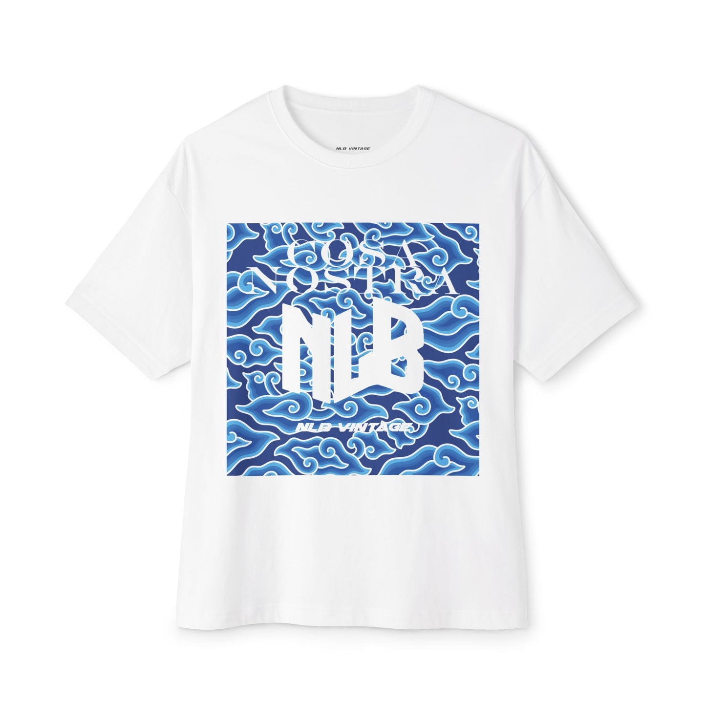 NLB Vintage Oversized Tee - Unisex Boxy T-Shirt with Eye and Wave Design Printify