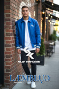 LÆMBLUƏ Blue Leather Varsity Jacket NLB VINTAGE