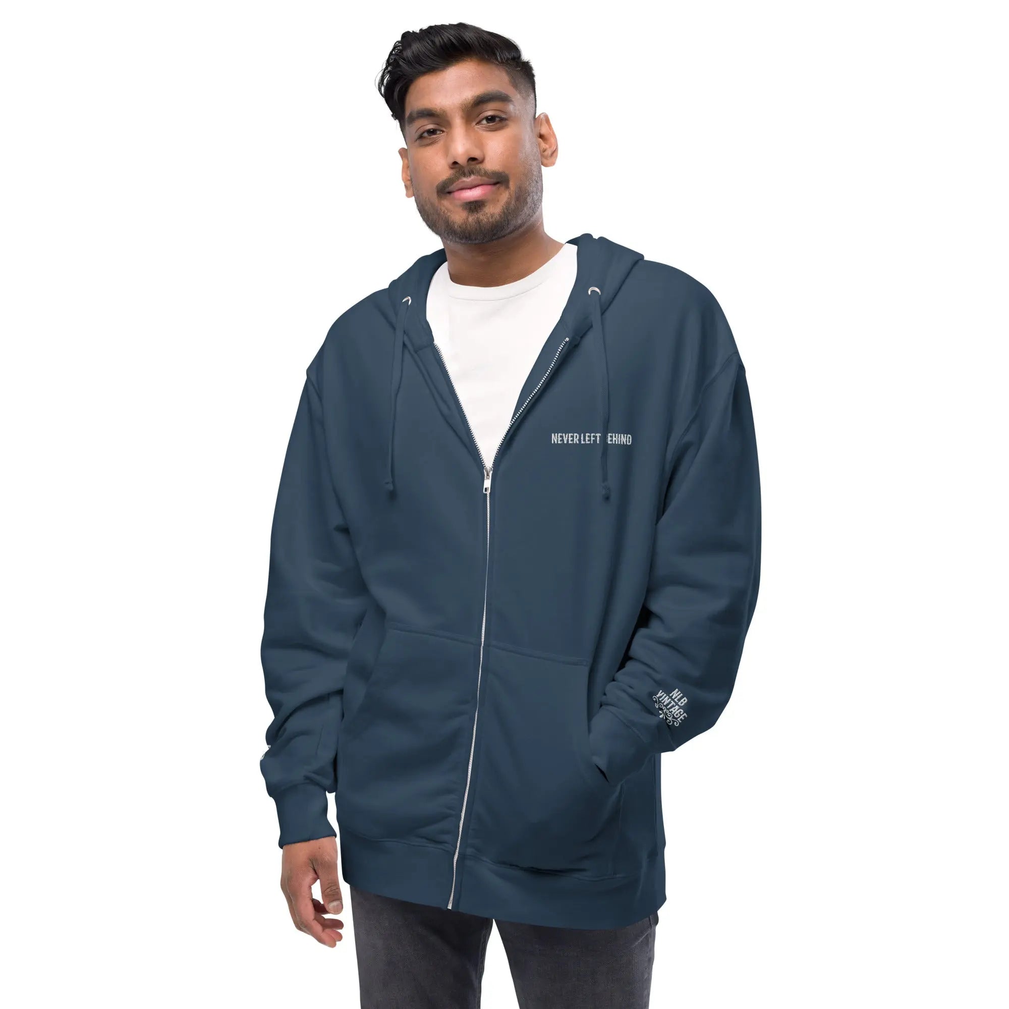 "NEVER LEFT BEHIND" Unisex fleece zip up hoodie by NLB VINTAGE NLB VINTAGE