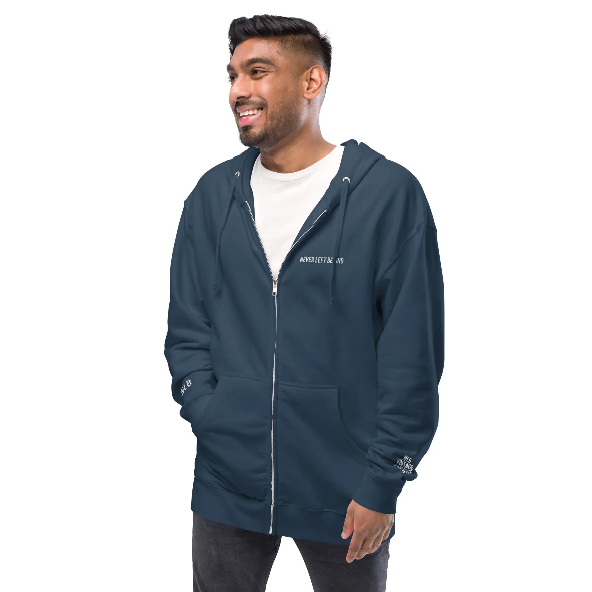 "NEVER LEFT BEHIND" Unisex fleece zip up hoodie by NLB VINTAGE NLB VINTAGE