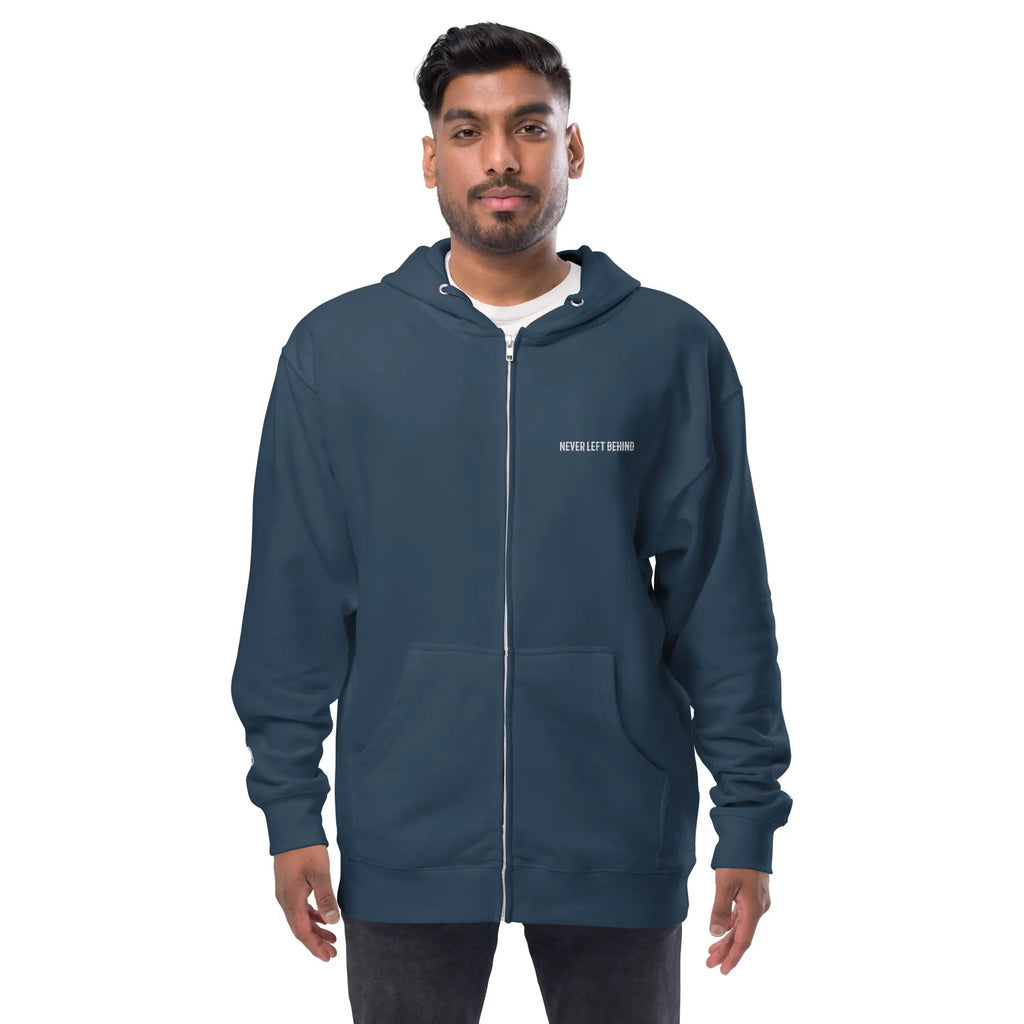 "NEVER LEFT BEHIND" Unisex fleece zip up hoodie by NLB VINTAGE NLB VINTAGE