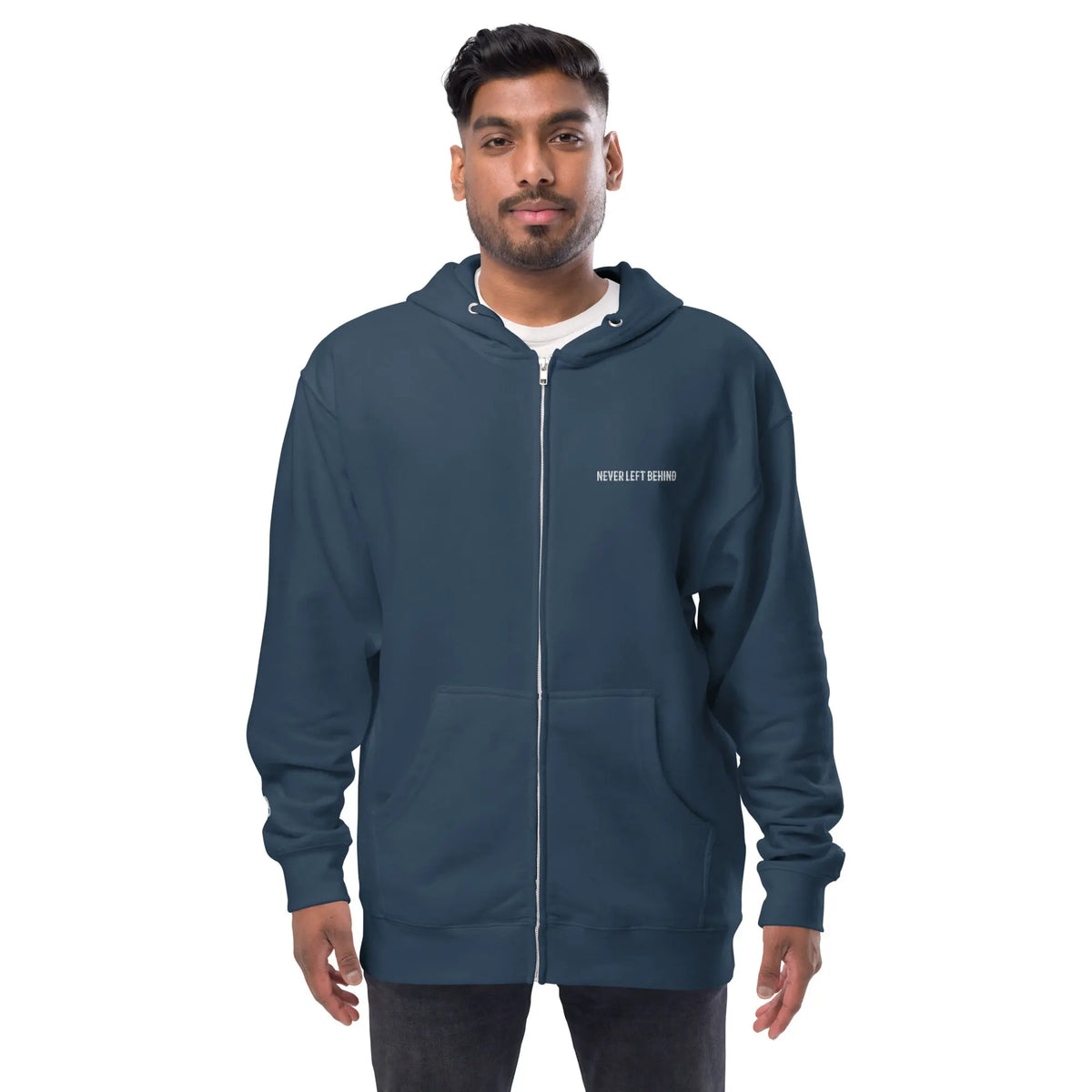 "NEVER LEFT BEHIND" Unisex fleece zip up hoodie by NLB VINTAGE NLB VINTAGE