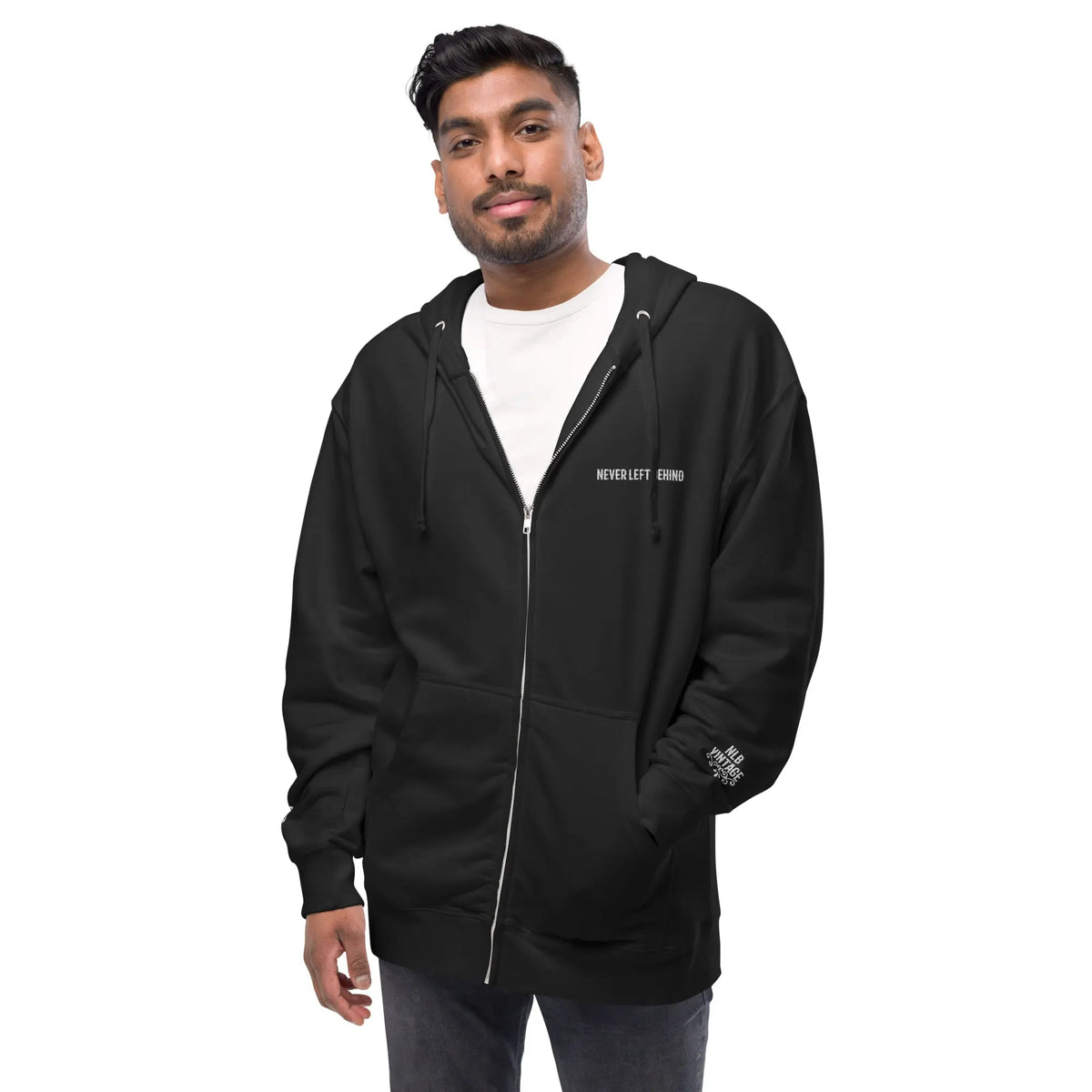 "NEVER LEFT BEHIND" Unisex fleece zip up hoodie by NLB VINTAGE NLB VINTAGE
