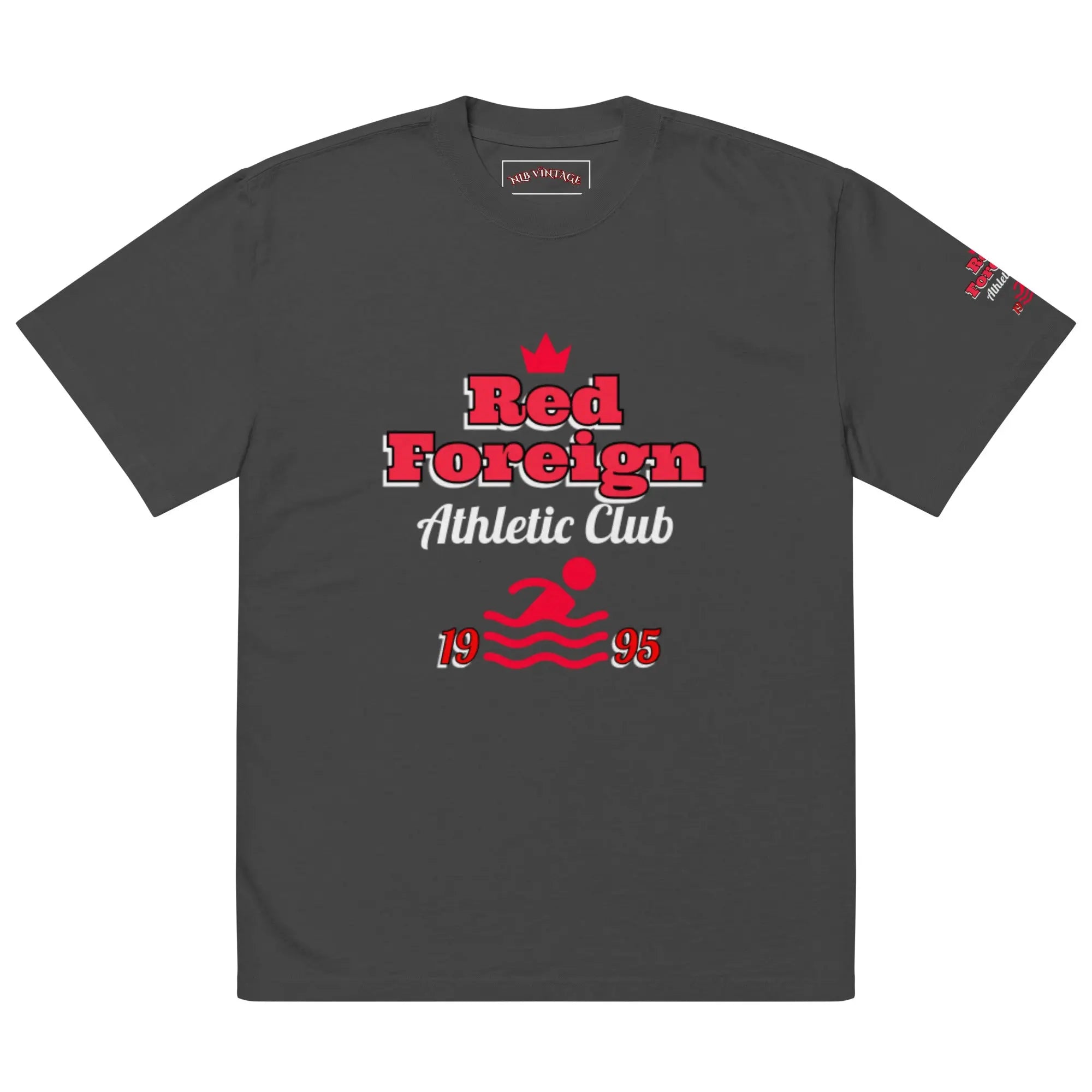 RED FOREIGN: ATHLETIC CLUB 95 Oversized faded t-shirt by NLB VINTAGE NLB VINTAGE
