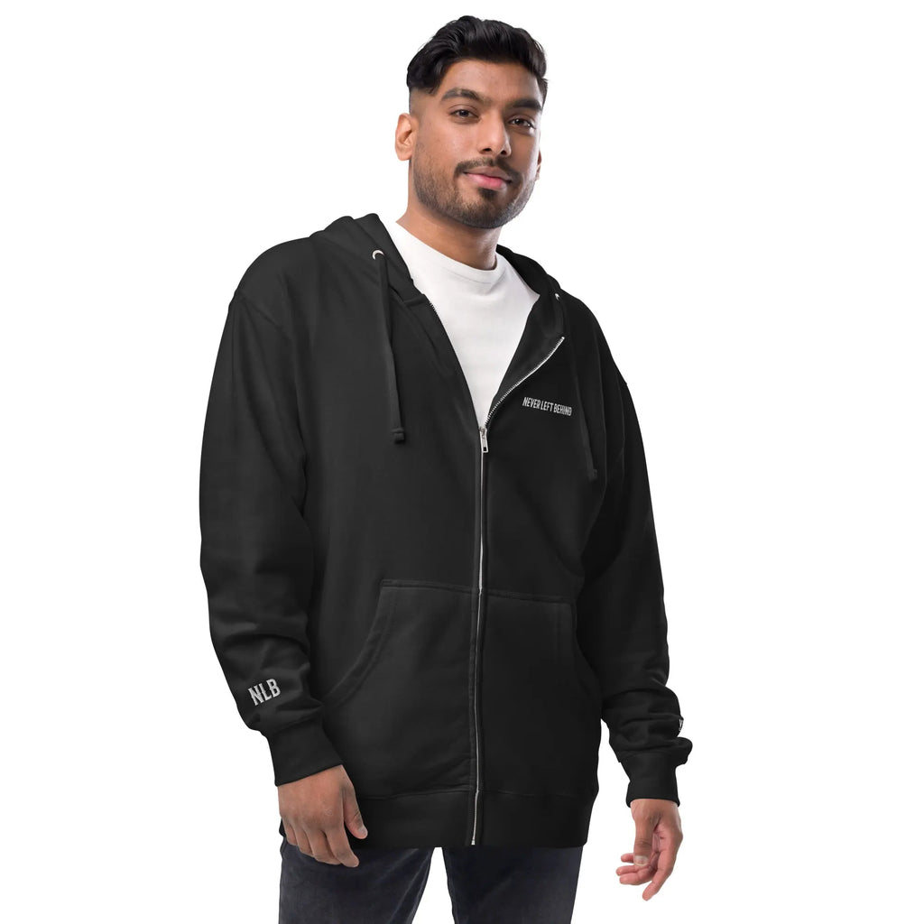 "NEVER LEFT BEHIND" Unisex fleece zip up hoodie by NLB VINTAGE NLB VINTAGE