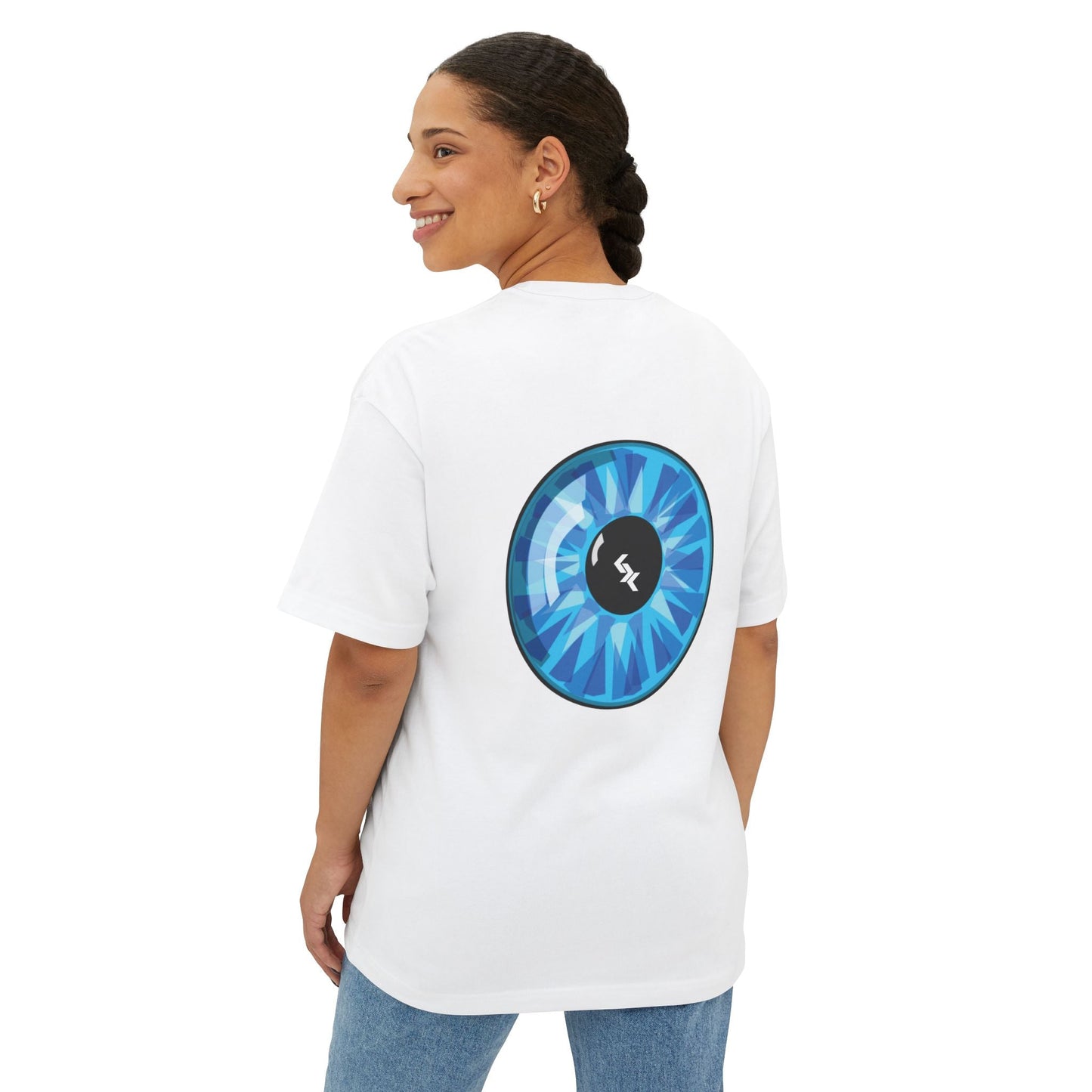 NLB Vintage Oversized Tee - Unisex Boxy T-Shirt with Eye and Wave Design Printify