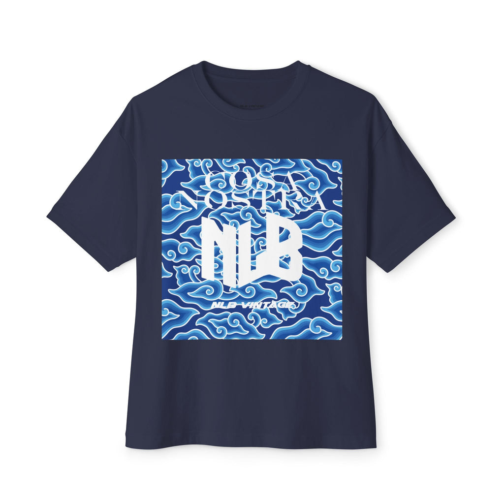 NLB Vintage Oversized Tee - Unisex Boxy T-Shirt with Eye and Wave Design Printify