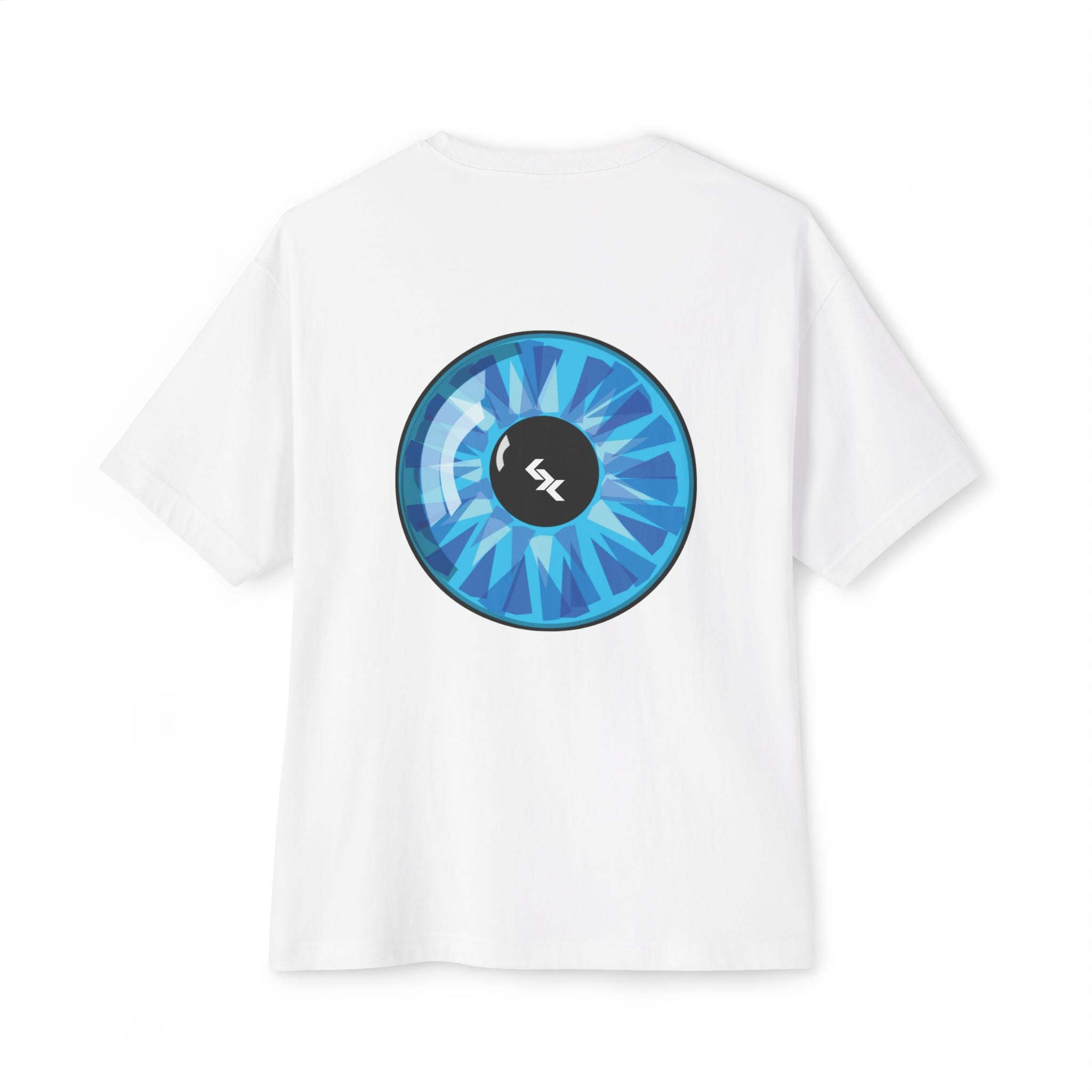 NLB Vintage Oversized Tee - Unisex Boxy T-Shirt with Eye and Wave Design Printify