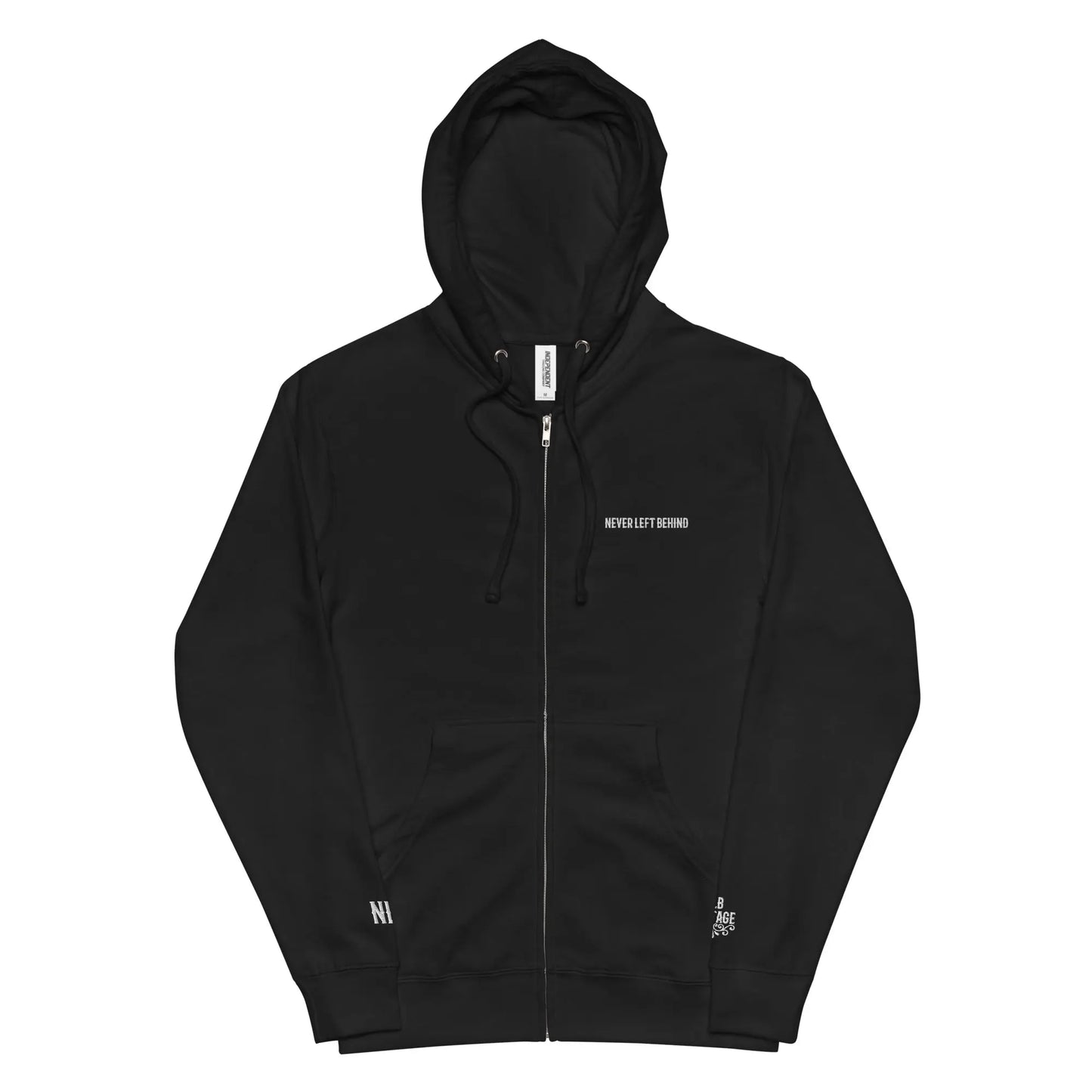 "NEVER LEFT BEHIND" Unisex fleece zip up hoodie by NLB VINTAGE NLB VINTAGE