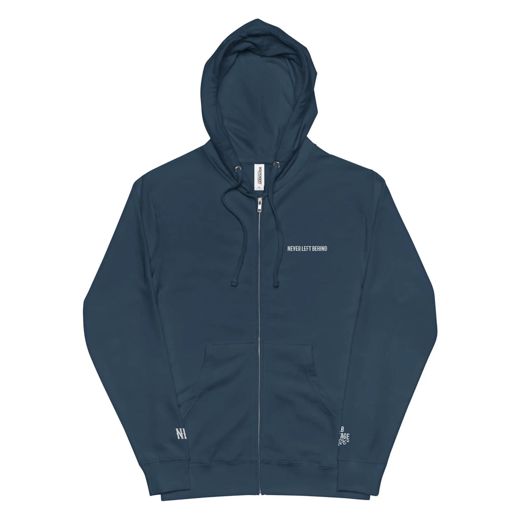 "NEVER LEFT BEHIND" Unisex fleece zip up hoodie by NLB VINTAGE NLB VINTAGE