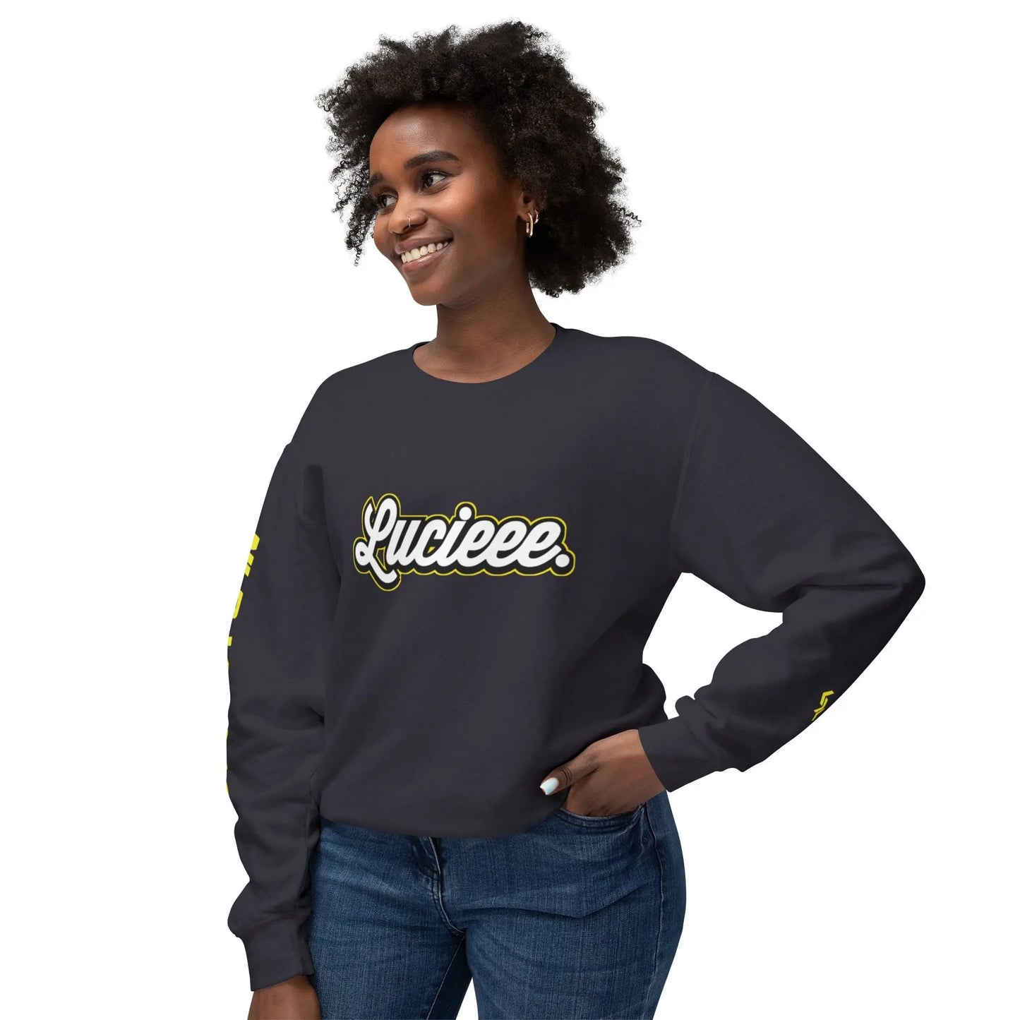 Unisex Lightweight Crewneck Sweatshirt "LUCIEEE" by NLB VINTAGE Printify