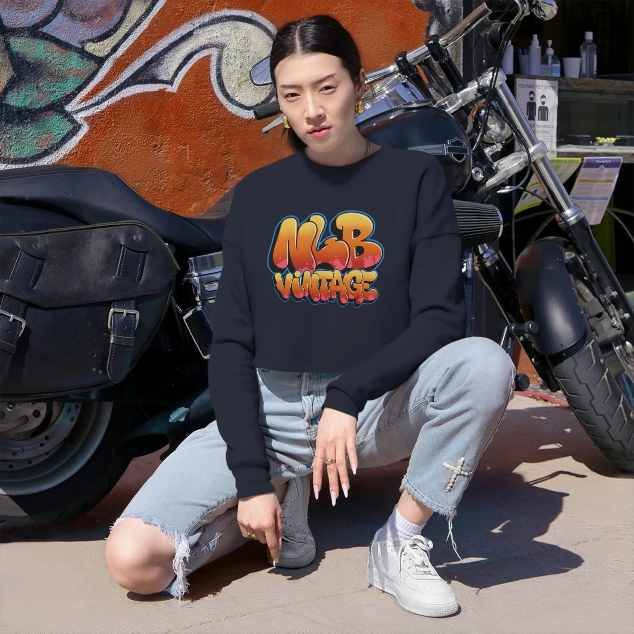 NLB Vintage Lady Cropped Sweatshirt Printify